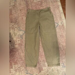 Eileen fisher flat front side zip xs cotton & hemp khaki twill trousers pants